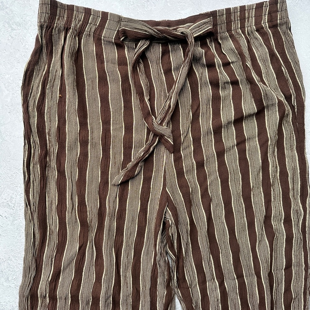 Striped Pull-On Pants in Brown and Cream